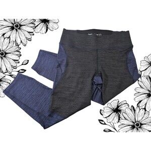 OUTDOOR VOICES Women's L Two-Tone Ankle Length Workout Yoga Leggings Blue EUC